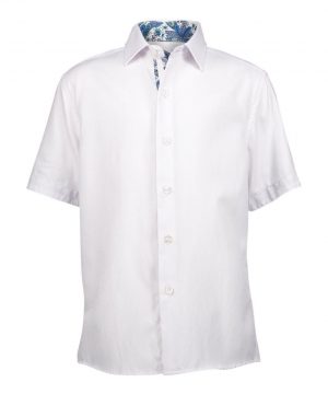 Solid Pink Jacquard Short Sleeve Shirt for Boys by Elie Balleh