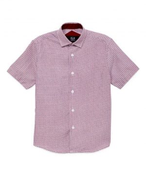 Red White Neat Short Sleeve Shirt by Elie Balleh