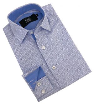 Boys Baby Blue Printed Button Down Short Sleeve Shirt by Elie Balleh