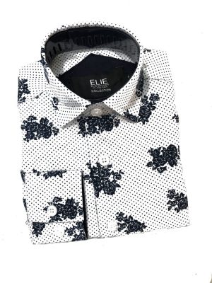 Elie Balleh Boy's White Floral Print Button Down Shirt