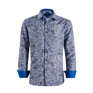 Modern Paisley Print Button-Down Shirt