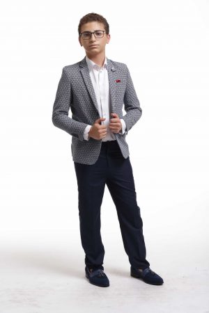 Elie Balleh Boy's Geometric Brocade Blazer: A Modern Masterpiece
