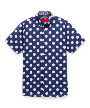 Elie Balleh Short Sleeve Navy Polka Dot Shirt