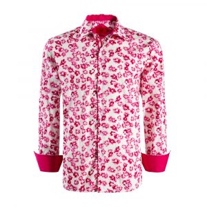 Men's Slim Fit Floral Sport Button-Down Shirt - Pink