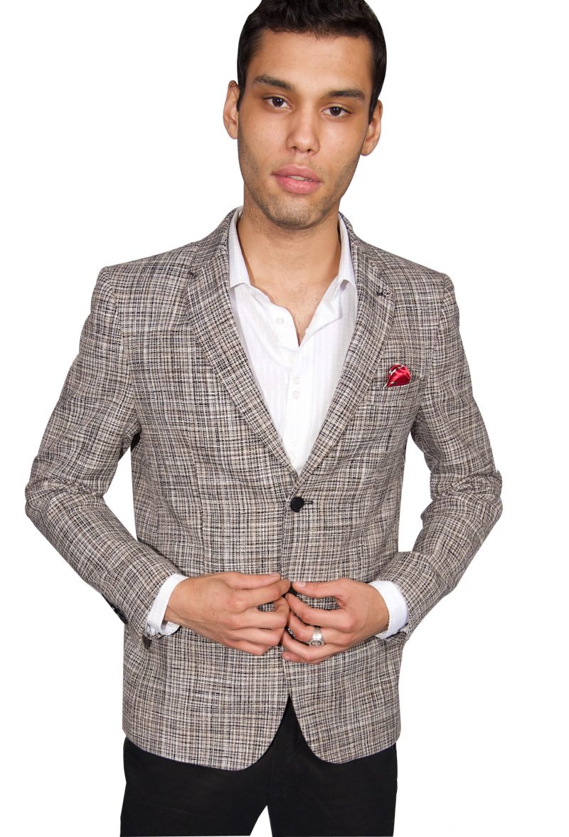 Textured Single Breasted Blazer