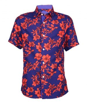 Elie Balleh Boy's Black Floral Short Sleeve Shirt: Dark and Dramatic Style