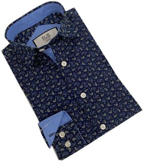 Elie Balleh Boy's Short Sleeve Navy Paisley Shirt